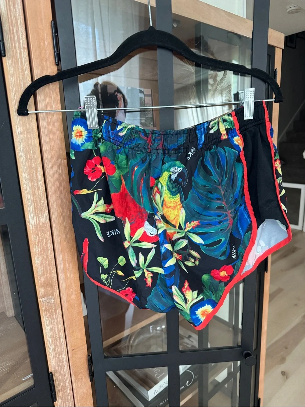 Nike Dri-FIT Tempo tropical floral parrot print running shorts workout colorful